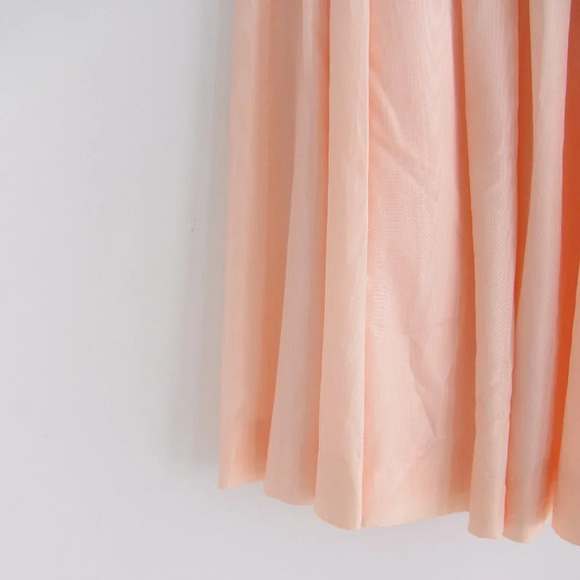 Vintage Peach 80's Prom Dress with Puff Sleeve - Picture 2 of 16